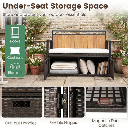 Outdoor Storage Bench Side Tables Cushioned Seat