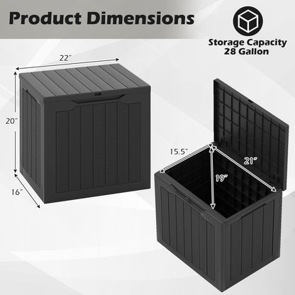 Outdoor Storage Box 25 Gallon Deck Box with Lockable Lid and Wicker-woven Texture
