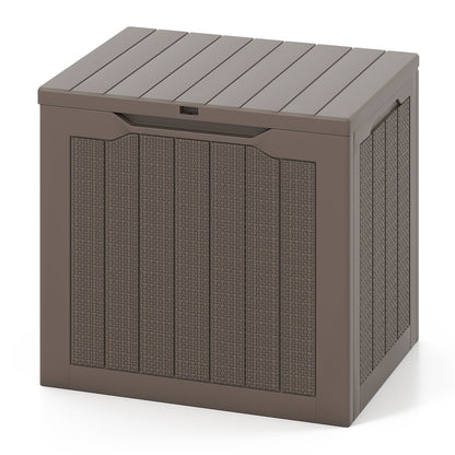Outdoor Storage Box 25 Gallon Deck Box with Lockable Lid and Wicker-woven Texture