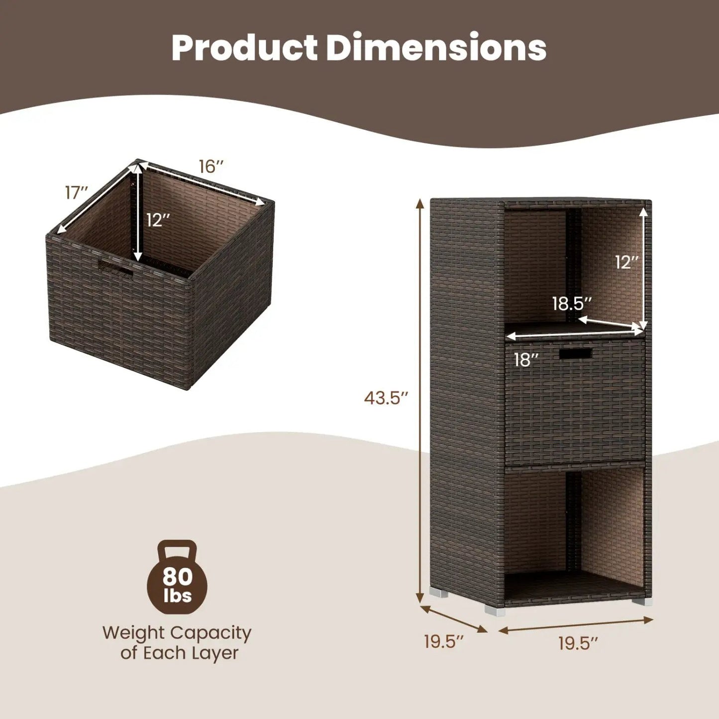 Outdoor Storage Cabinet for Patio Wicker