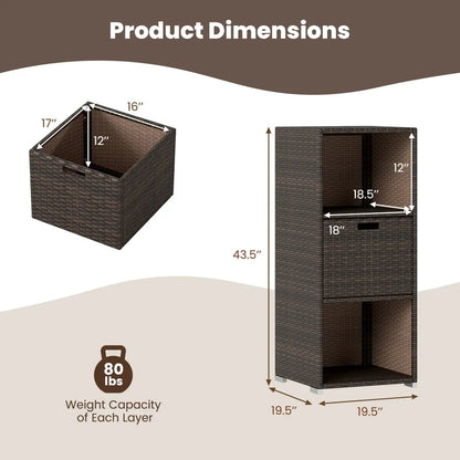 Outdoor Storage Cabinet for Patio Wicker