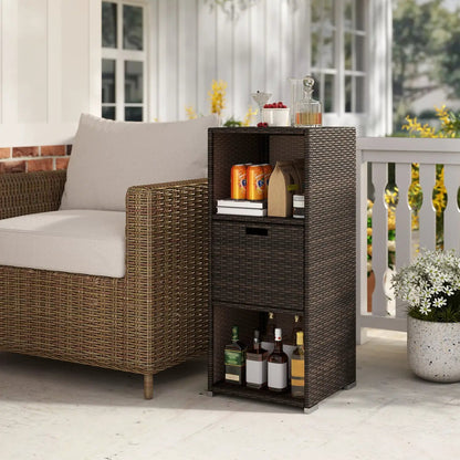 Outdoor Storage Cabinet for Patio Wicker