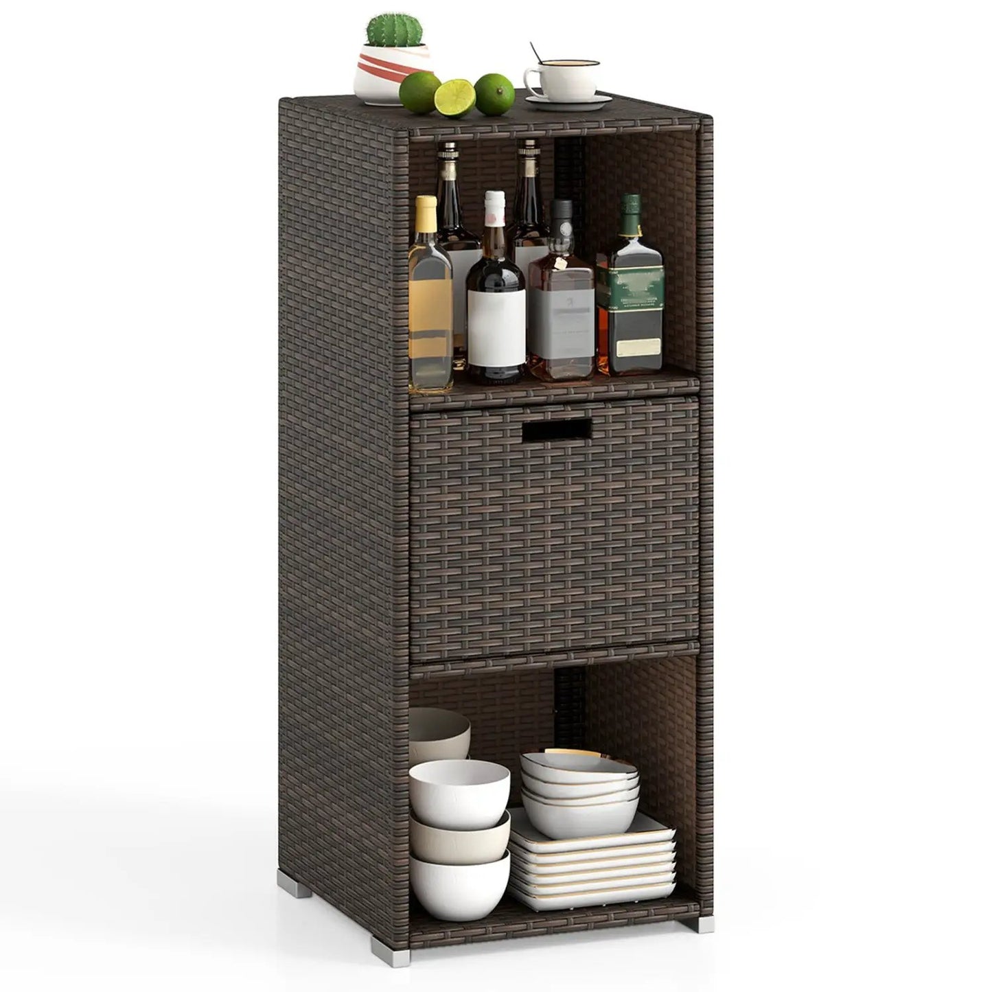 Outdoor Storage Cabinet for Patio Wicker
