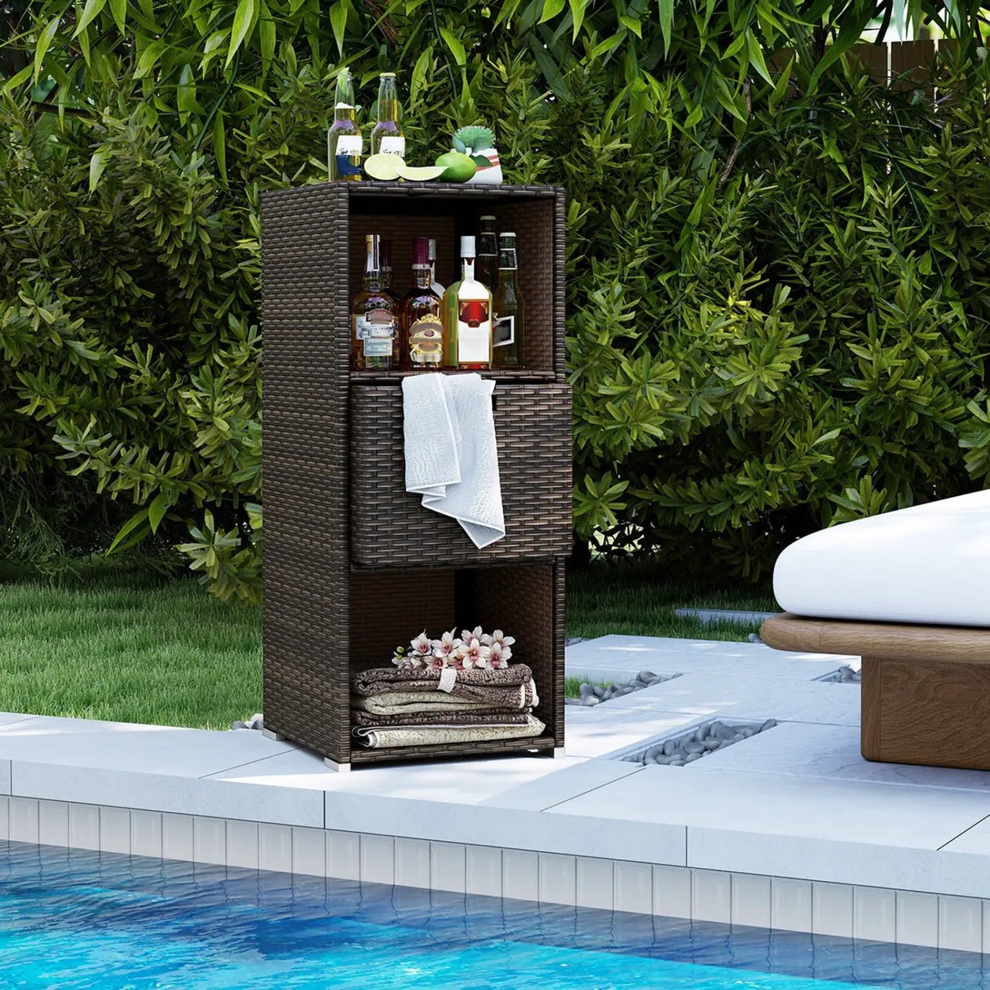 Outdoor Storage Cabinet for Patio Wicker