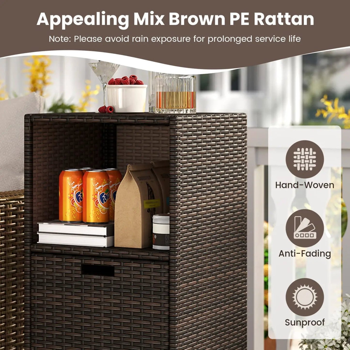 Outdoor Storage Cabinet for Patio Wicker