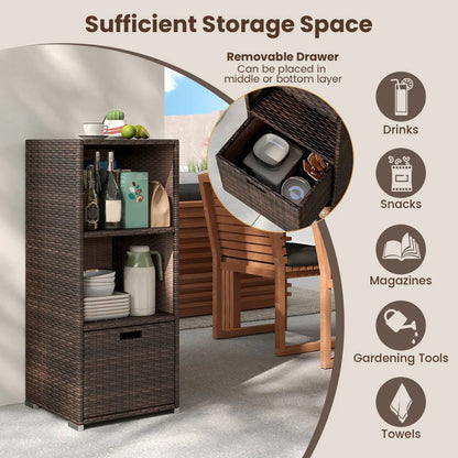 Outdoor Storage Cabinet for Patio Wicker