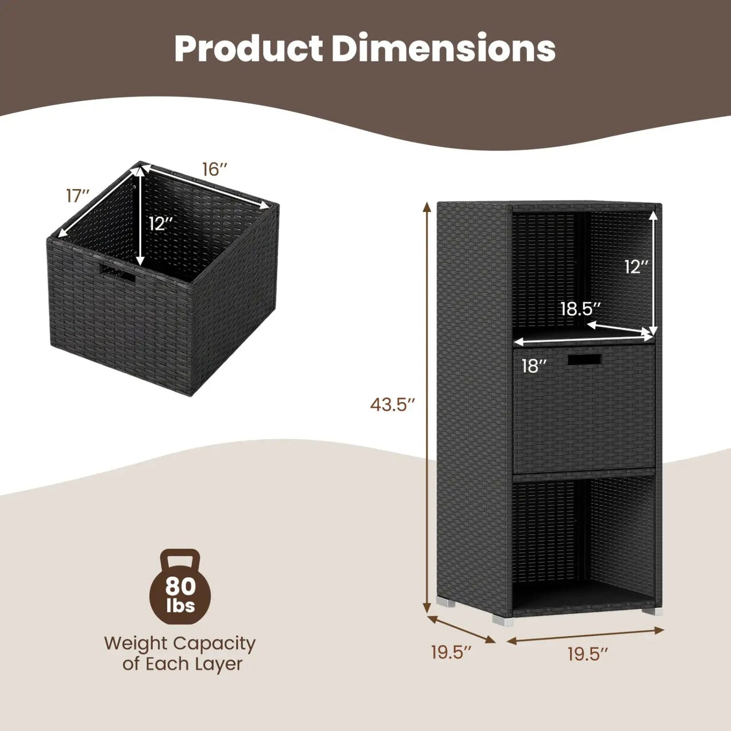 Outdoor Storage Cabinet for Patio Wicker