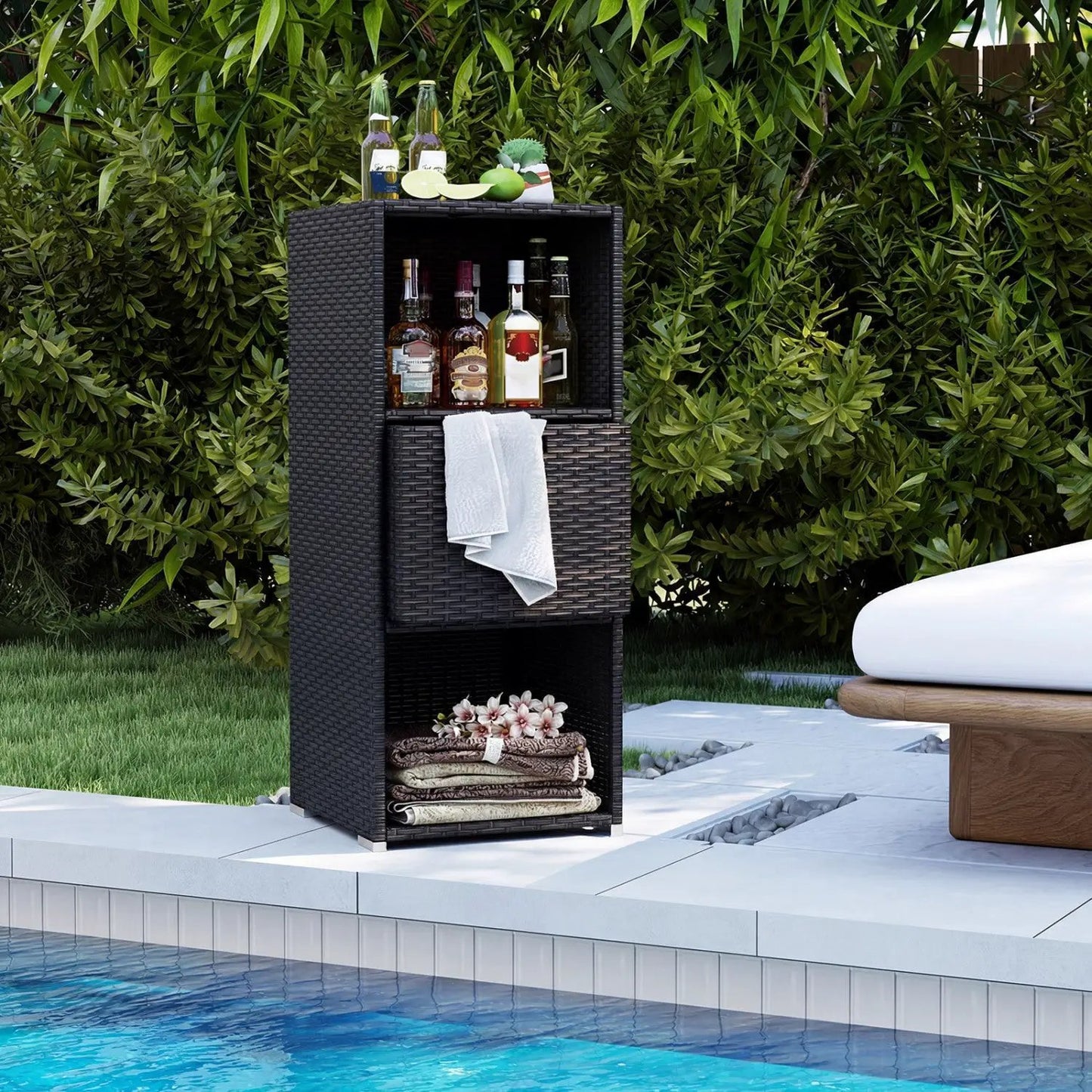Outdoor Storage Cabinet for Patio Wicker