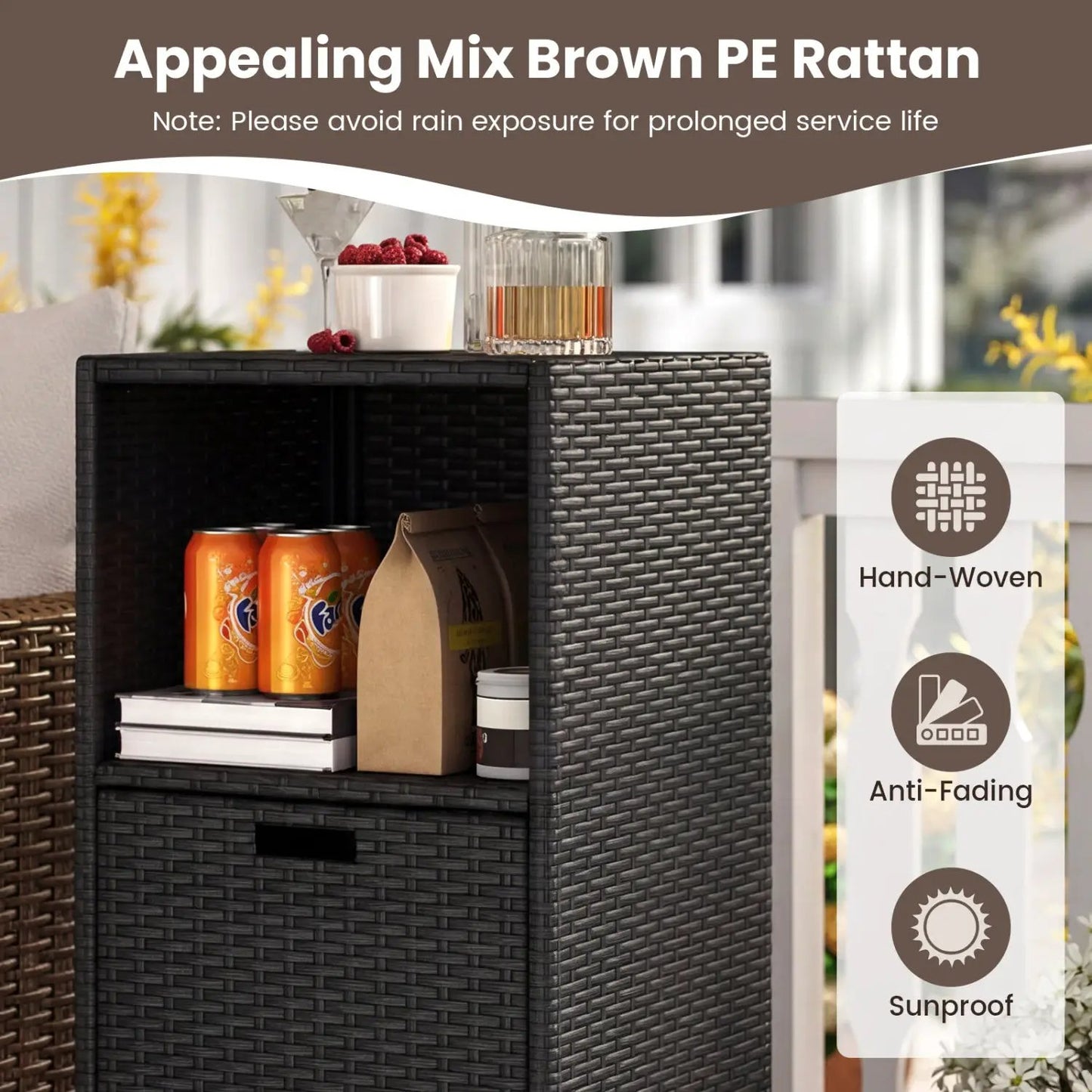 Outdoor Storage Cabinet for Patio Wicker