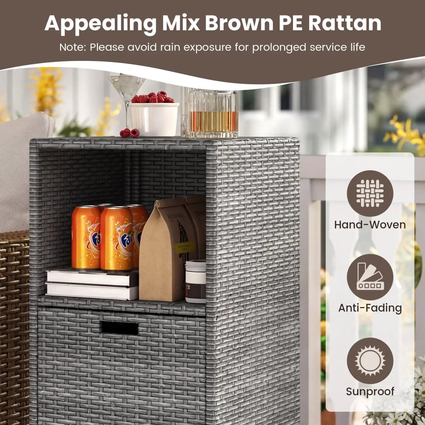 Outdoor Storage Cabinet for Patio Wicker