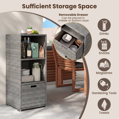 Outdoor Storage Cabinet for Patio Wicker