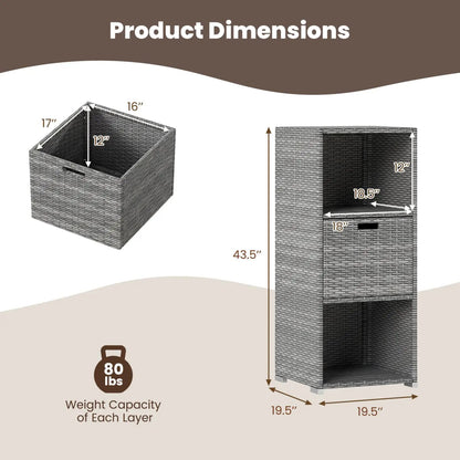 Outdoor Storage Cabinet for Patio Wicker