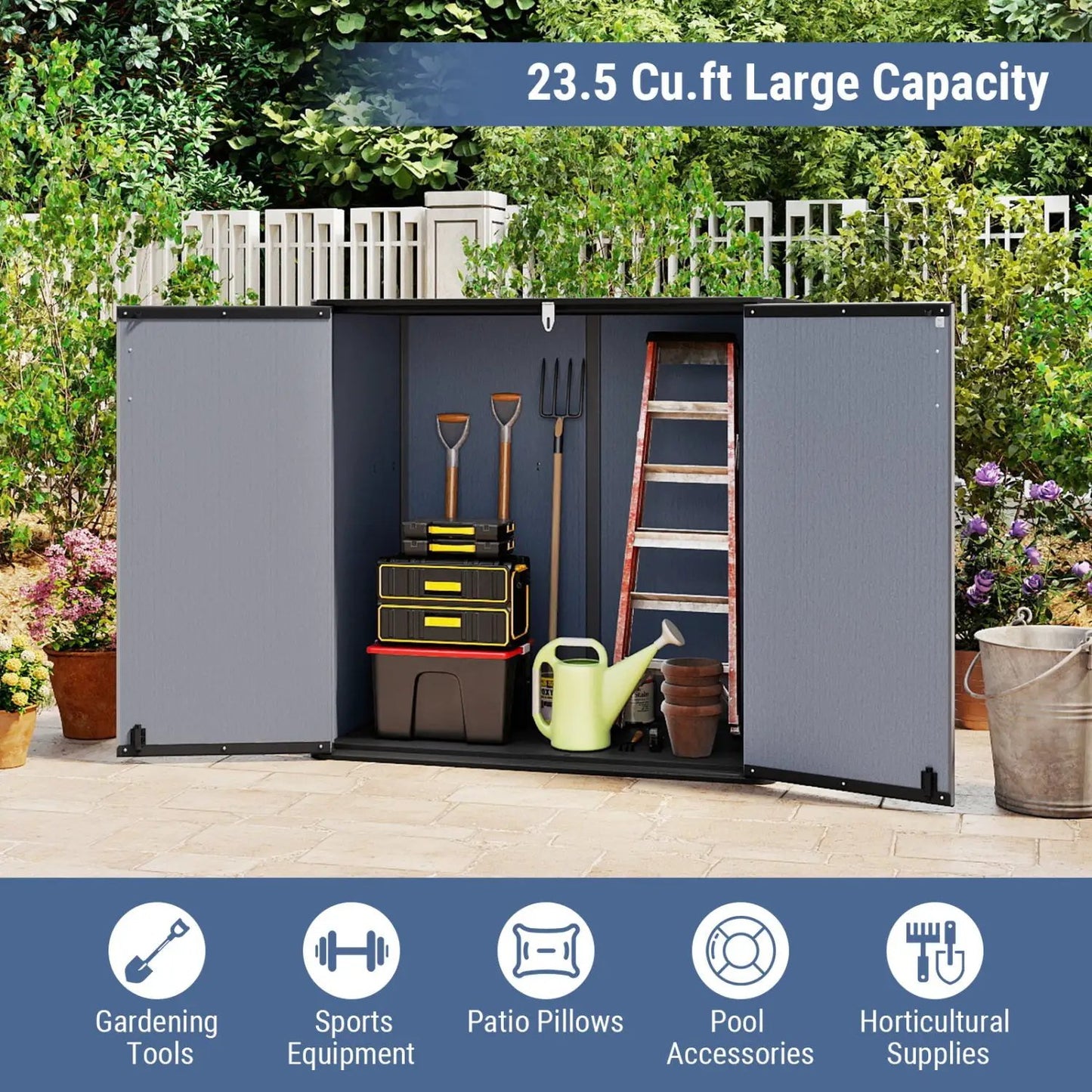Outdoor Storage Shed 23 Cu Ft All Weather Box