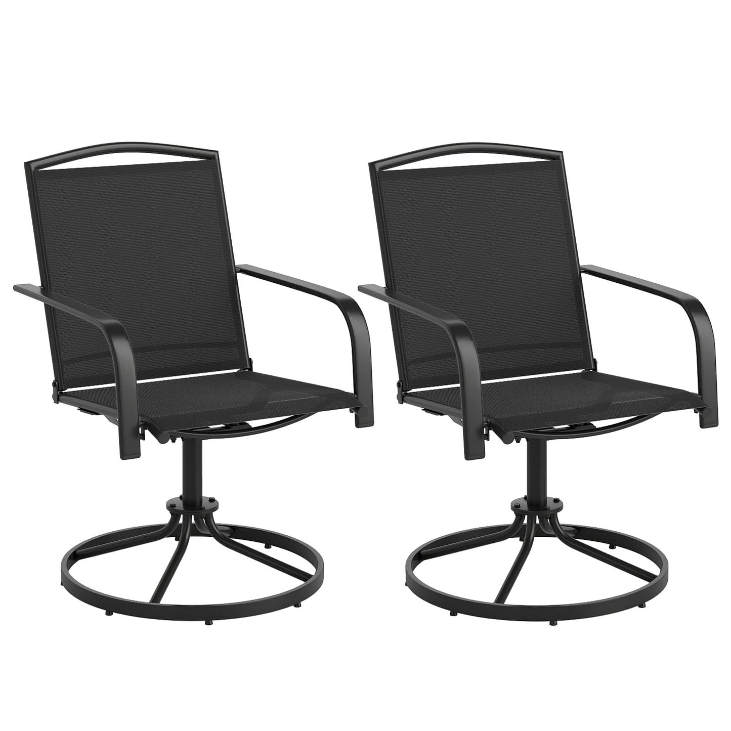 Juego de 2 sillas giratorias de exterior con respaldo alto y asiento transpirable - Gris