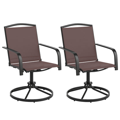 Juego de 2 sillas giratorias de exterior con respaldo alto y asiento transpirable - Gris