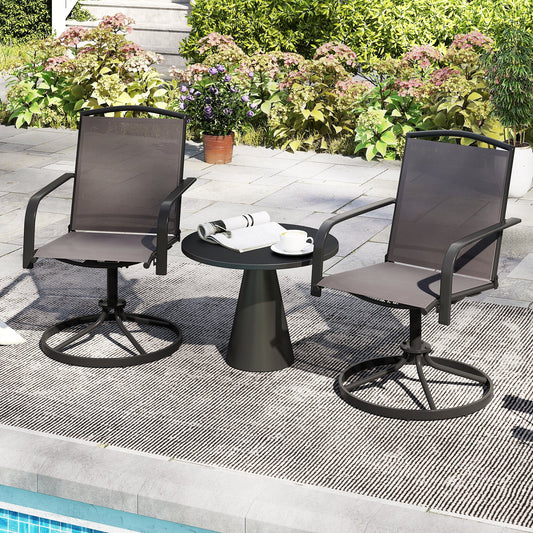 Outdoor Swivel Chairs Set of 2 with High Back and Breathable Seat-Gray - Tampa Home & Garden Store