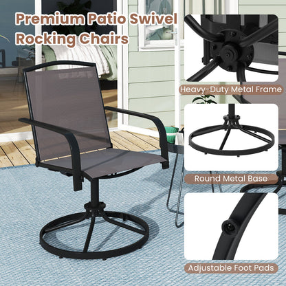 Juego de 2 sillas giratorias de exterior con respaldo alto y asiento transpirable - Gris