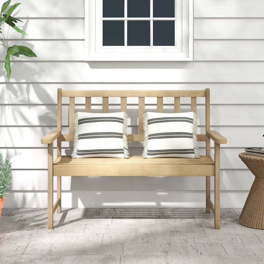 Outdoor Indonesia Teak Wood Garden Bench 2-Person with Backrest and Armrests - Tampa Home & Garden Store