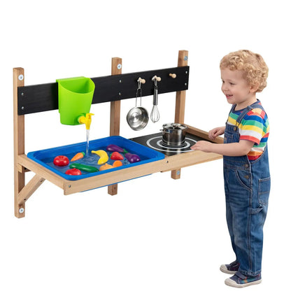 Wall Mounted Mud Kitchen for Kids Ages 3