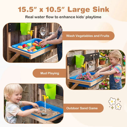 Wall Mounted Mud Kitchen for Kids Ages 3