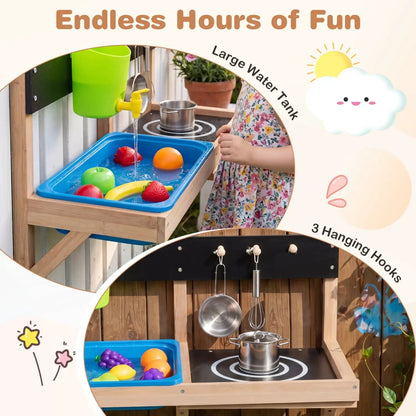 Wall Mounted Mud Kitchen for Kids Ages 3