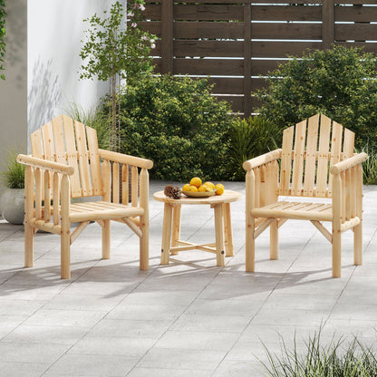 Outdoor Wood Armchair Wooden Patio Dining Chair with Armrests
