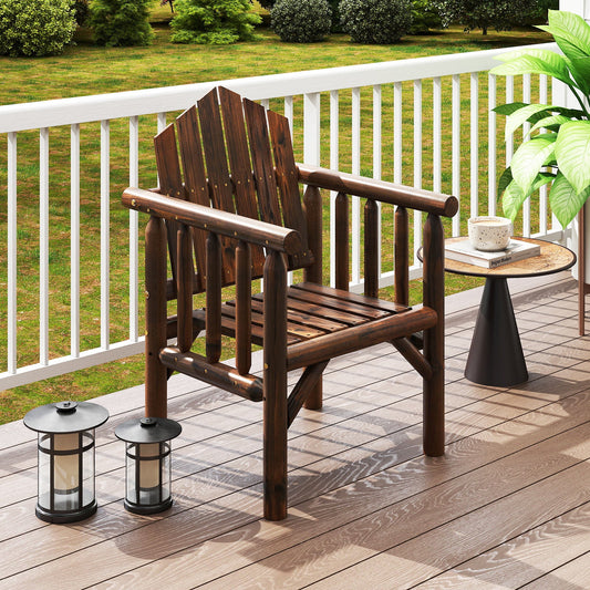 Outdoor Wood Armchair Wooden Patio Dining Chair with Armrests - Tampa Home & Garden Store