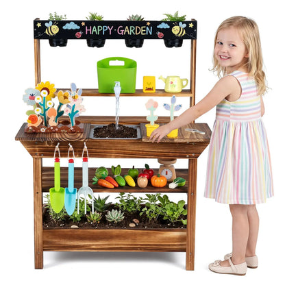 Outdoor Wooden Mud Kitchen With Water Faucet