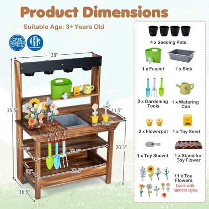 Outdoor Wooden Mud Kitchen With Water Faucet