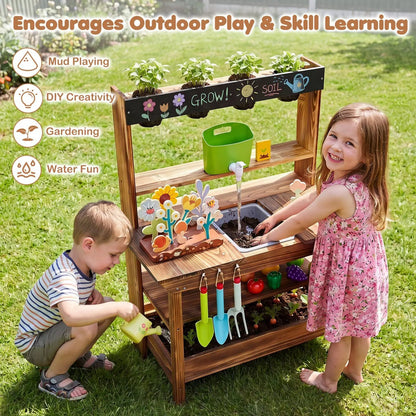 Outdoor Wooden Mud Kitchen With Water Faucet