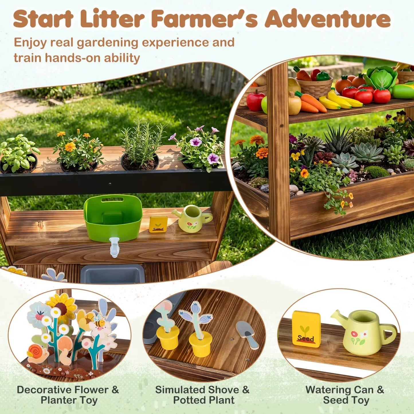 Outdoor Wooden Mud Kitchen With Water Faucet