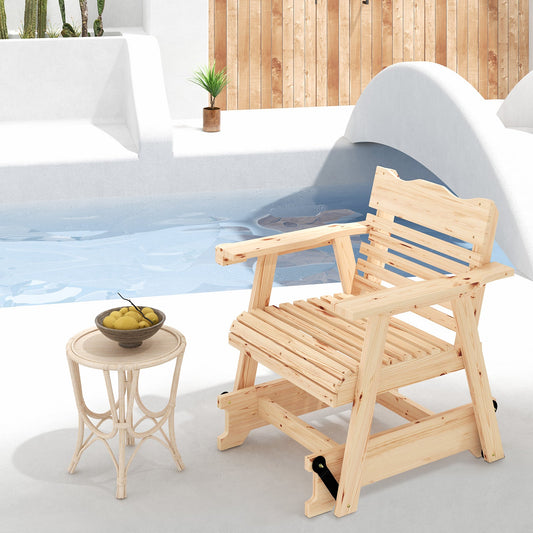 Outdoor Wood Rocking Chair with High Back and Widened Armrests - Tampa Home & Garden Store