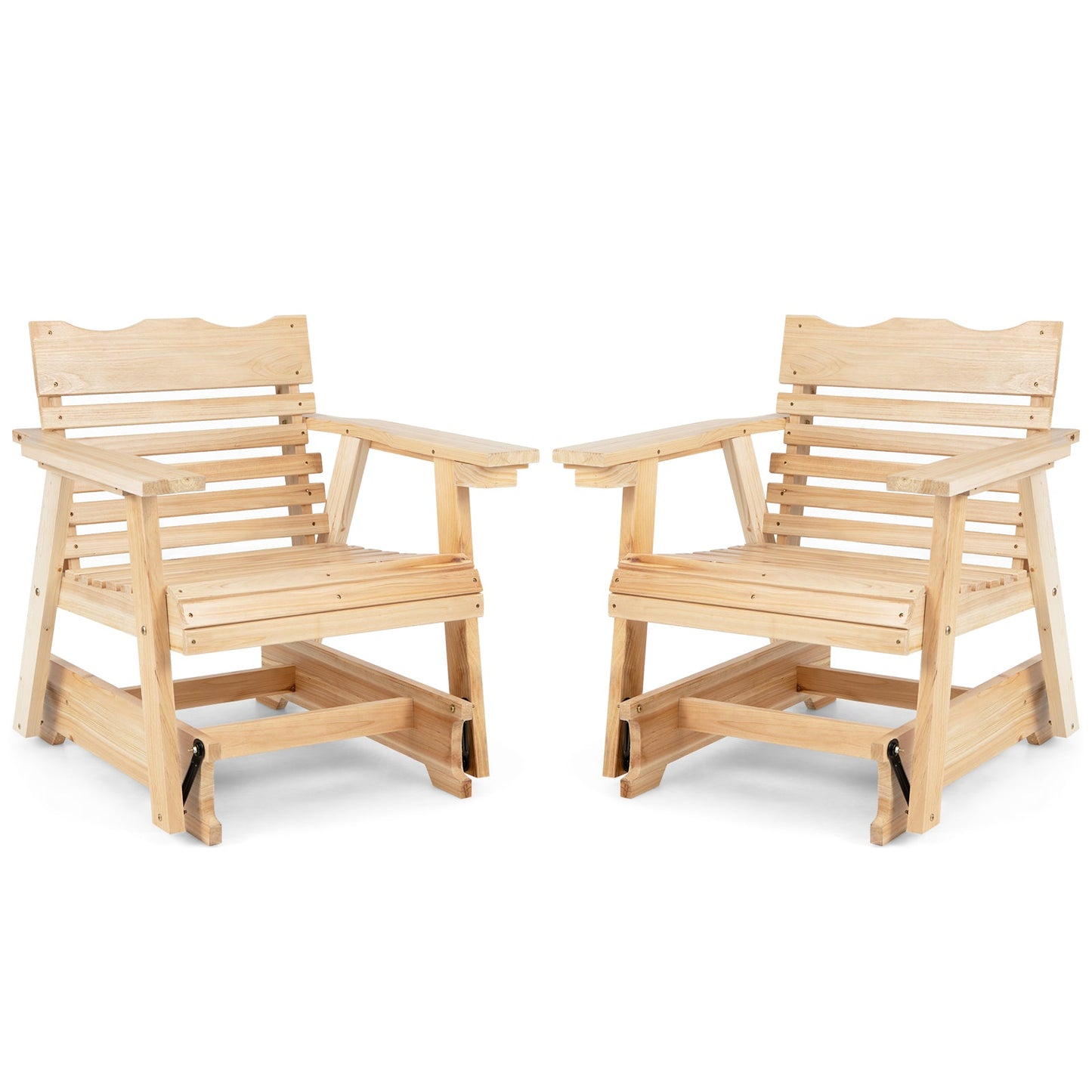 Outdoor Wood Rocking Chair with High Back and Widened Armrests