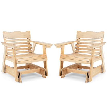Outdoor Wood Rocking Chair with High Back and Widened Armrests