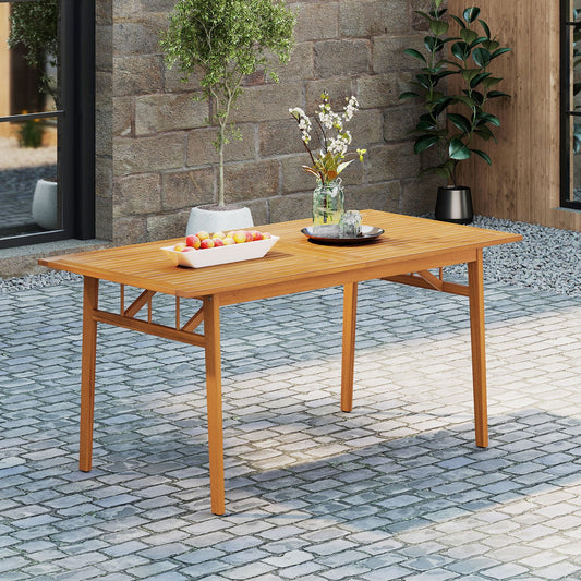 Outdoor Wooden Dining Table with Umbrella Hole and Stable Base - Tampa Home & Garden Store