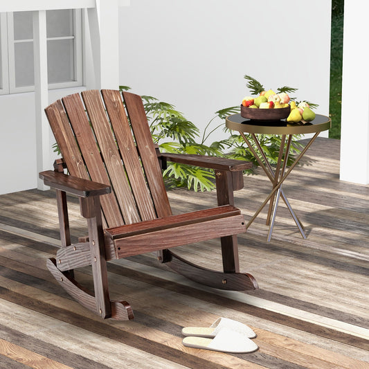 Outdoor Wooden Kid Adirondack Rocking Chair with Slatted Seat - Tampa Home & Garden Store