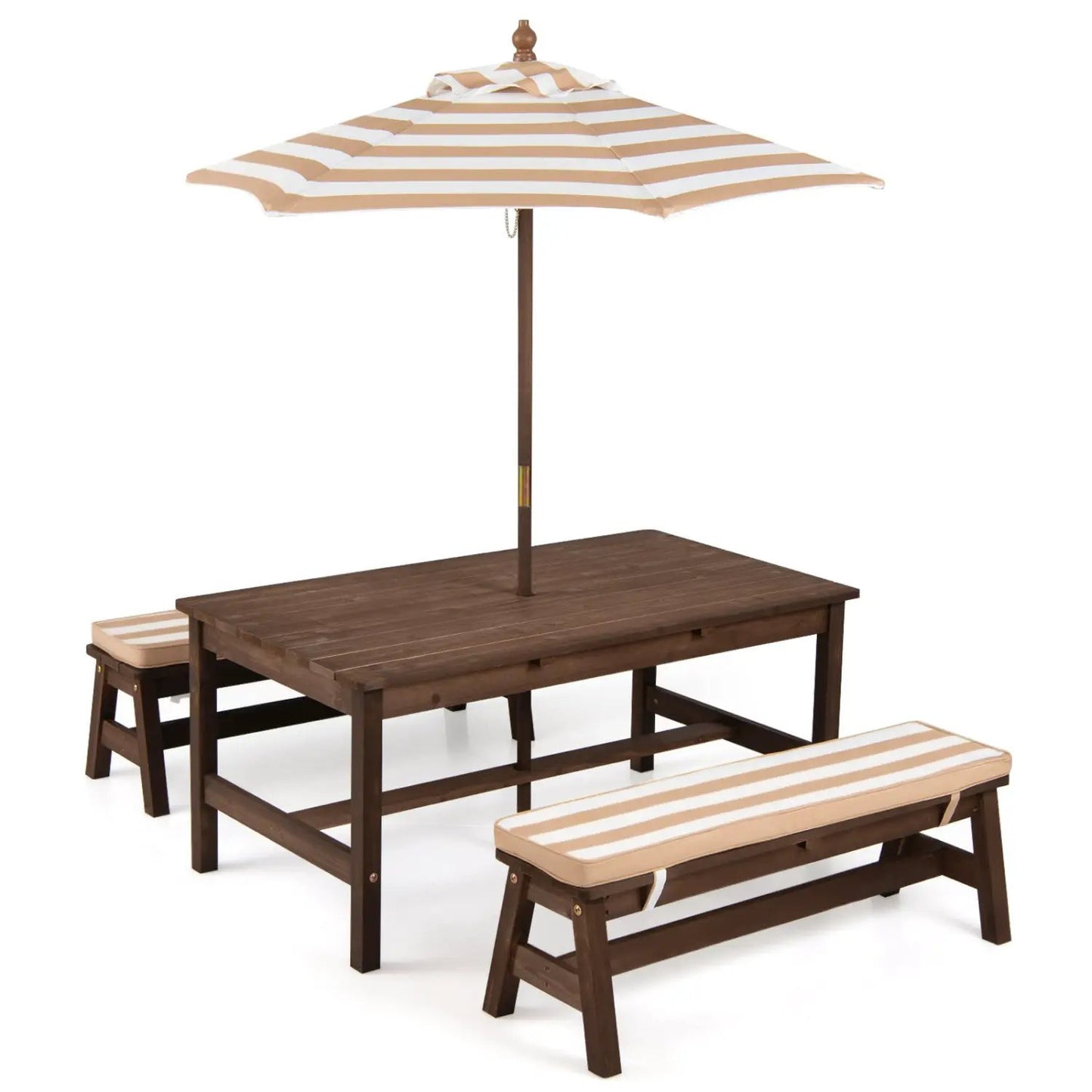 Outdoor Wooden Kids Picnic Table with Umbrella