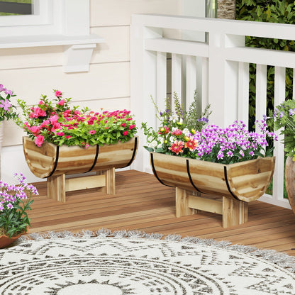 Macetero de madera para exterior con patas para flores, hierbas, verduras, frutas