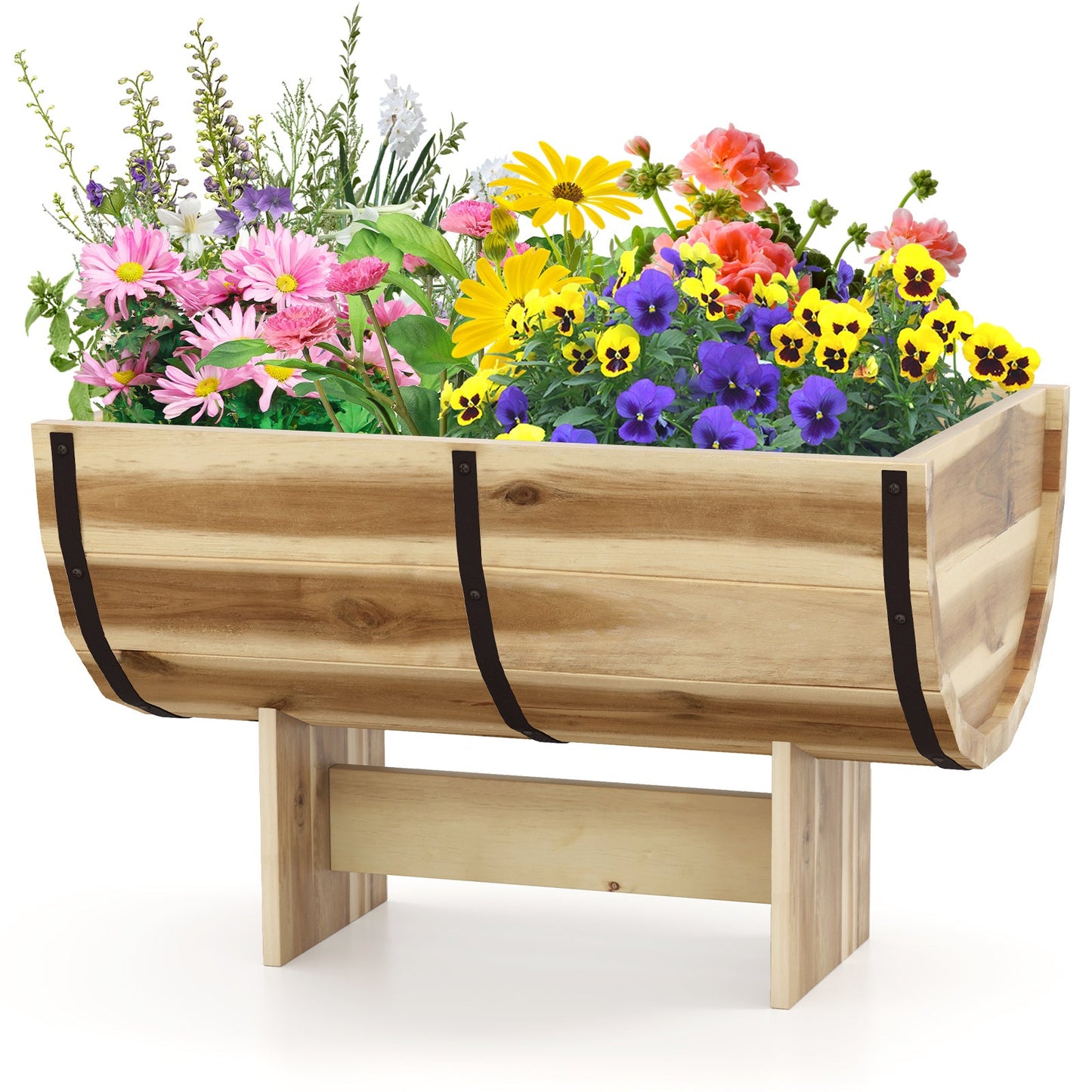 Macetero de madera para exterior con patas para flores, hierbas, verduras, frutas
