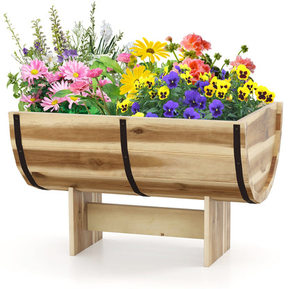 Macetero de madera para exterior con patas para flores, hierbas, verduras, frutas