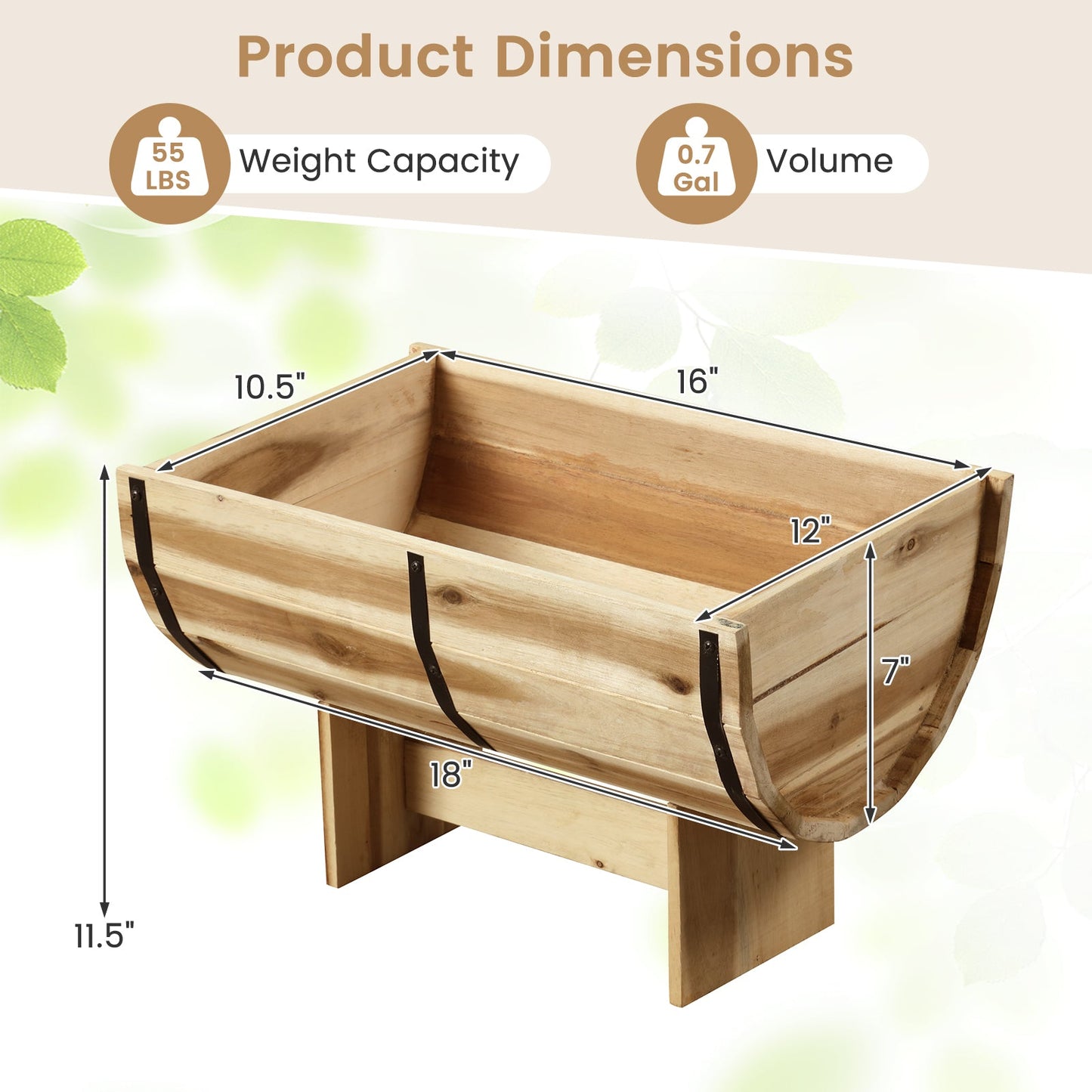 Macetero de madera para exterior con patas para flores, hierbas, verduras, frutas