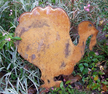 Turkey garden decoration rusted orange metal outdoor Thanksgiving ornament Rustica Ornamentals on Tampa Home & Garden Store