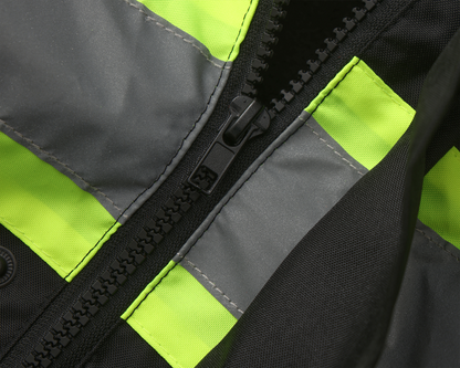 Kiwi High Visibility 3-in-1 Hooded & Fleece Lined ANSI/ISEA 107-2020 Reflector Contrast Trimmed Water Resistant Black Safety Jacket [R71600]
