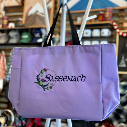 Outlander Sassenach Scottish Thistle Embroidered Heavy Canvas Tote Bag Gusseted Grocery Sack - Tampa Home & Garden Store