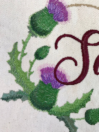 Outlander Sassenach Scottish Thistle Embroidered Heavy Canvas Tote Bag Gusseted Grocery Sack - Tampa Home & Garden Store