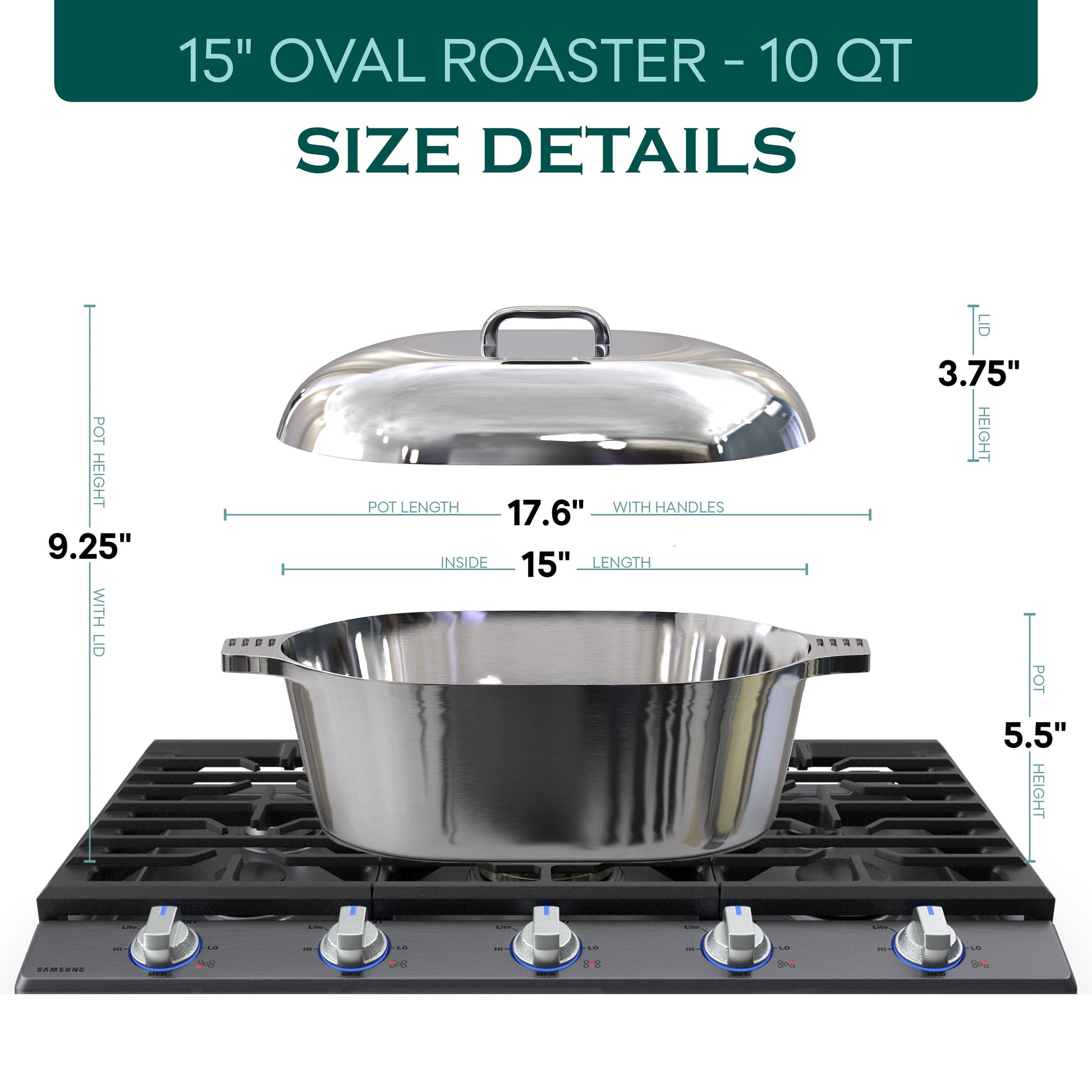 Oval Dutch Oven with Lid - 10 Quart (15 Inch) - Tampa Home & Garden Store