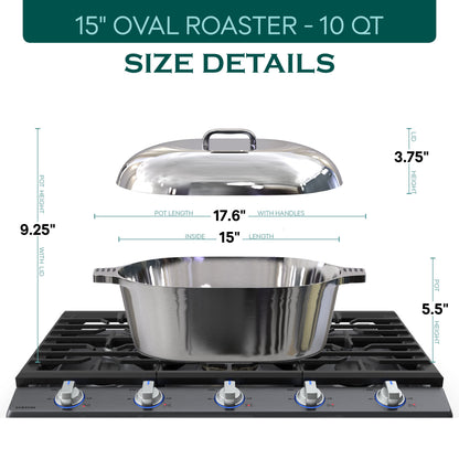 Oval Dutch Oven with Lid - 10 Quart (15 Inch) - Tampa Home & Garden Store