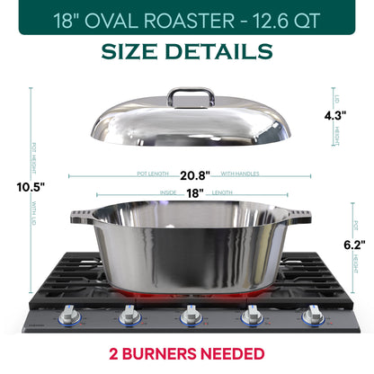 Oval Dutch Oven with Lid - 12.6 Quart (18 Inch) - Tampa Home & Garden Store