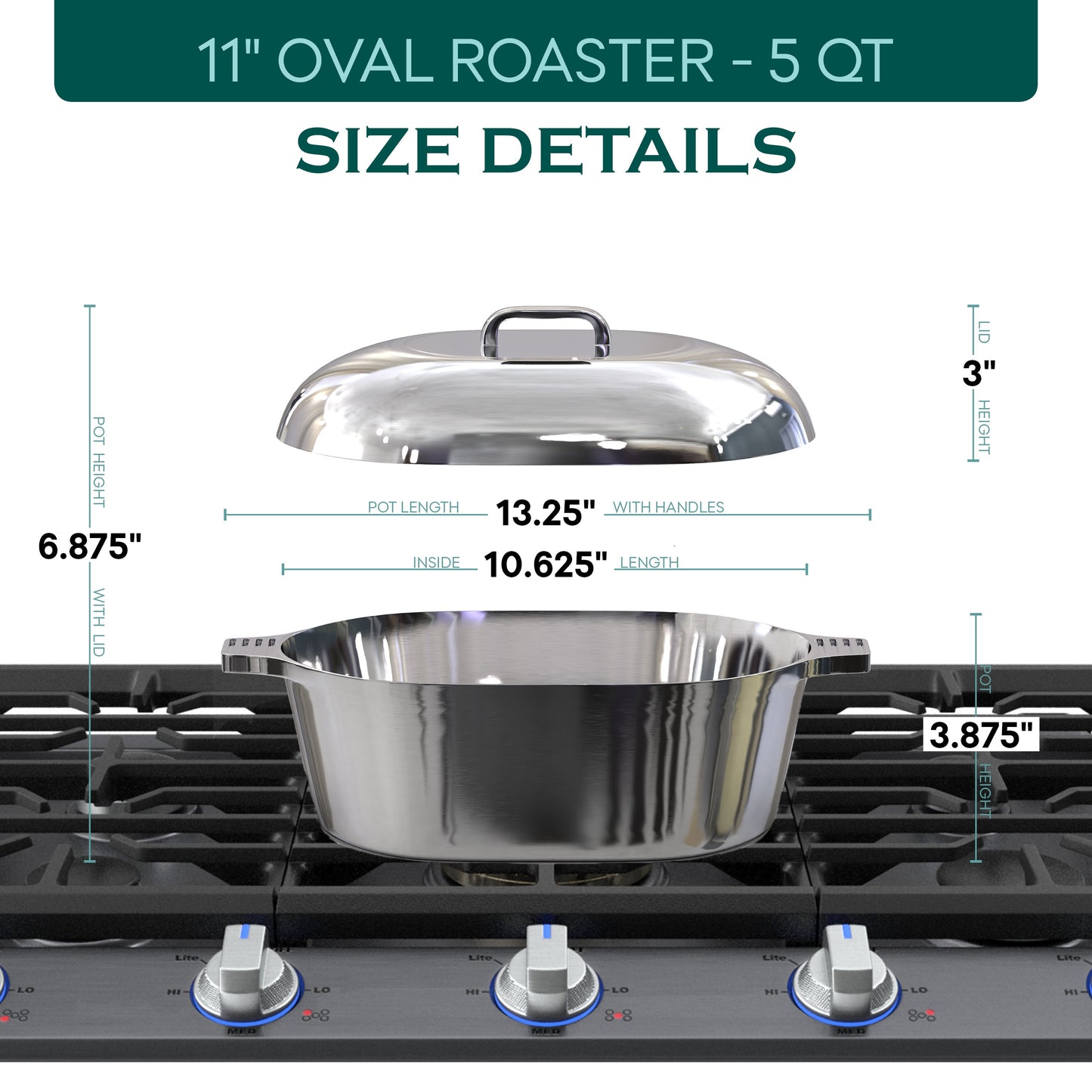 Oval Dutch Oven with Lid - 5 Quart (11 Inch) - Tampa Home & Garden Store
