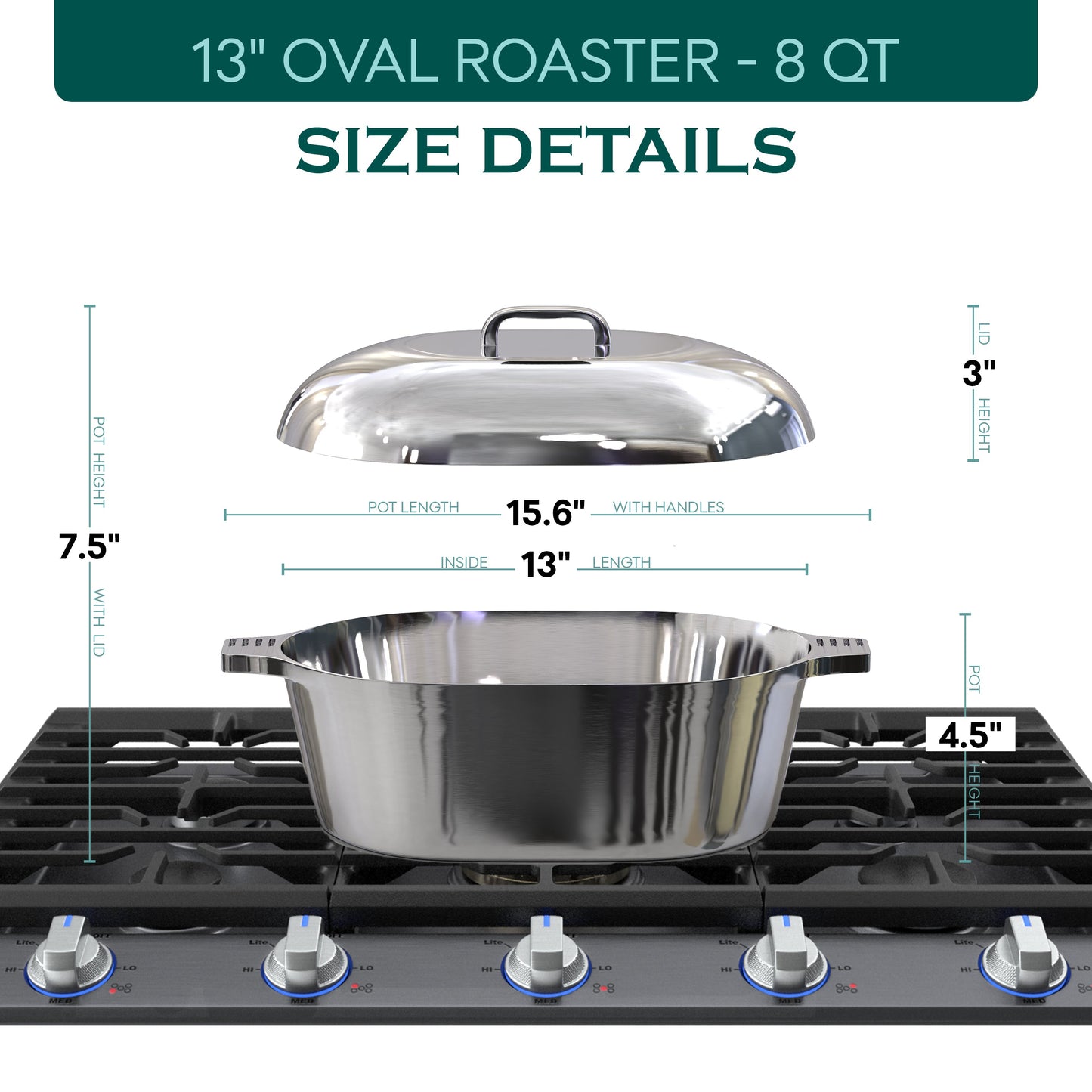 Oval Dutch Oven with Lid - 8 Quart (13 Inch) - Tampa Home & Garden Store